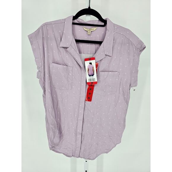 Jachs Tops - Jachs Girlfriend Womens Sz M Short Sleeve Button Up Top Light Purple NEW